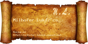Milhofer Lukács névjegykártya